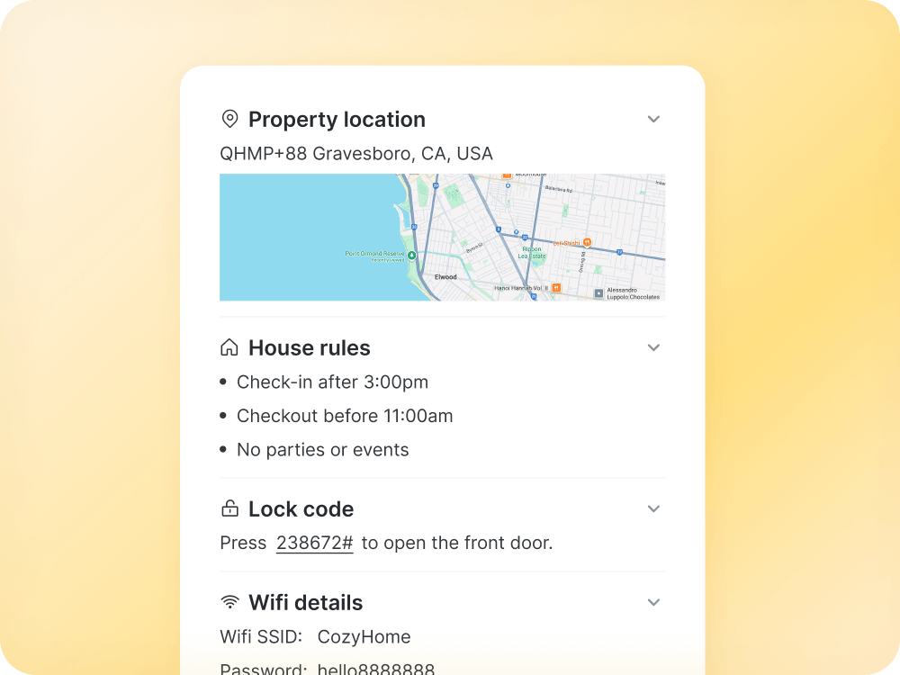 Deliver detailed check-in instructions